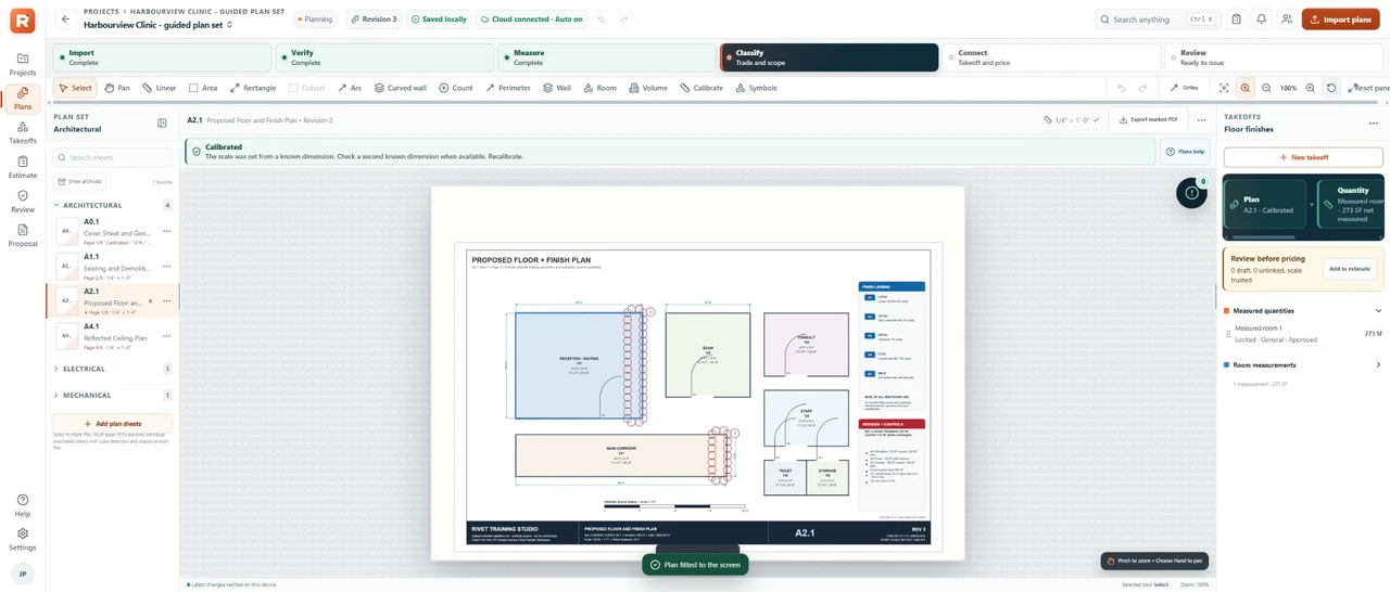 Rivet Estimator plan workspace